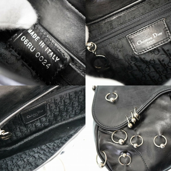 Dior Bags Christian Dior Saddlebag Hardcore Leather Handbag Black